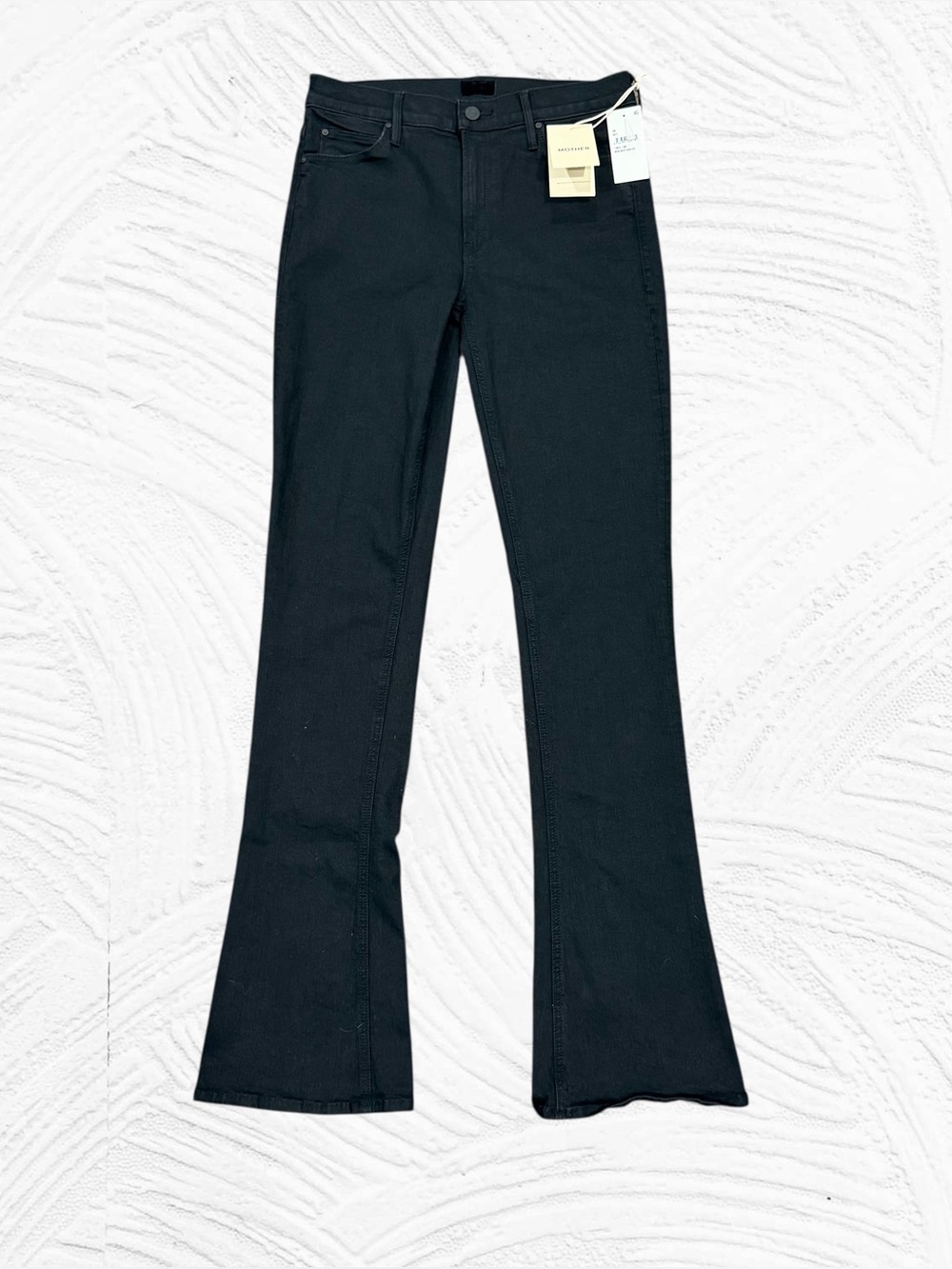 NEW MOTHER Runaway Jeans in Black/not guilty wash 29X34 mini boot/flare stretch